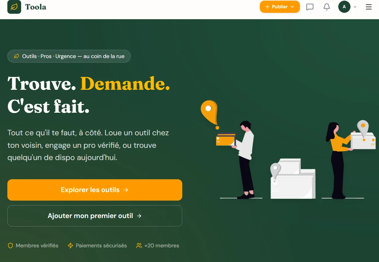 Capture d'écran du produit Toola, MARCHÉ · GRAND PUBLIC