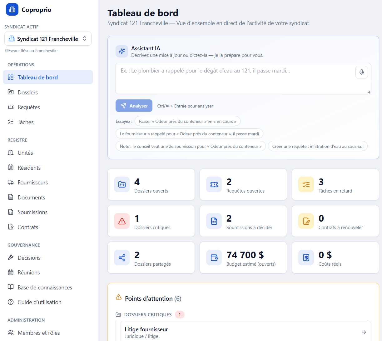 Coproprio product screenshot, PROPTECH · GOVERNANCE